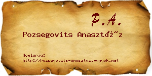 Pozsegovits Anasztáz névjegykártya